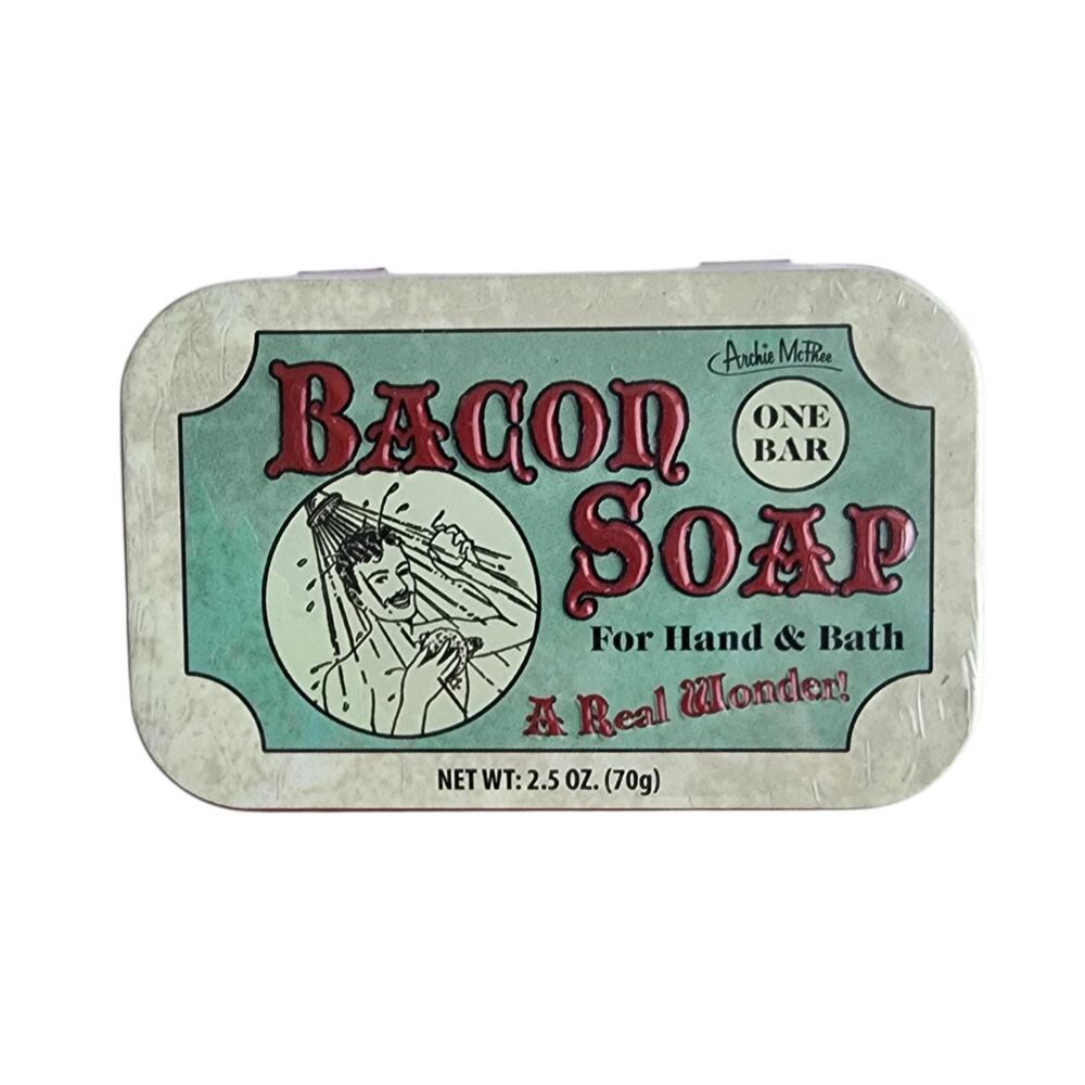 Archie McPhee Bacon Soap Tin 2.5 oz Novelty Gag Gift New Sealed